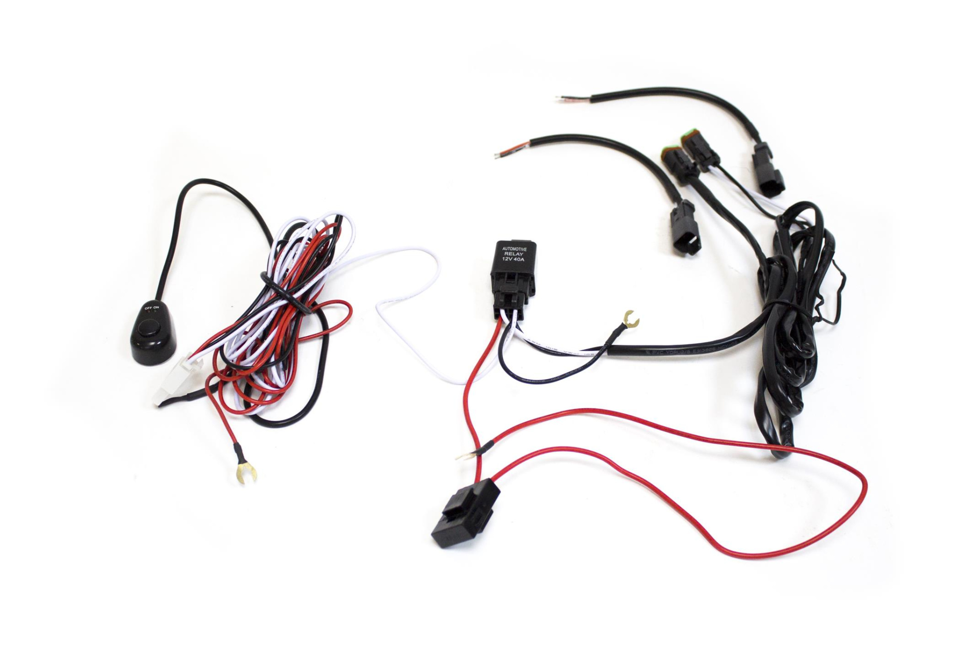 картинка Комплект проводки для подключения 2-х дополнительных LED-фар redBTR (с кнопкой, реле 40А)
