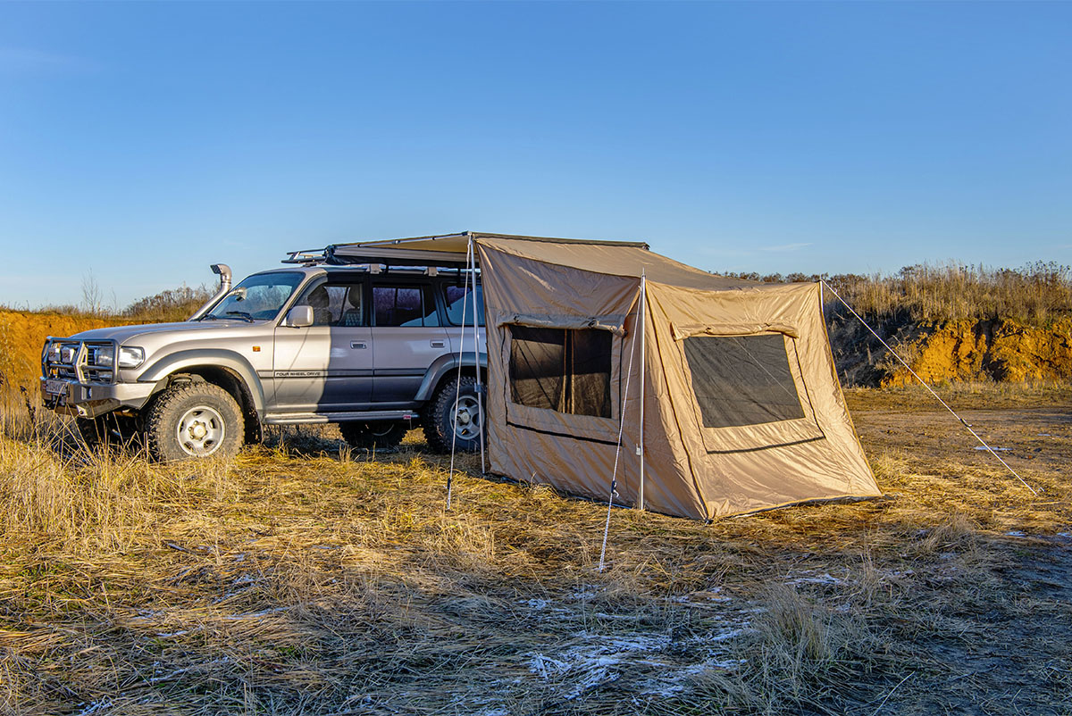 картинка Палатка с автомобильным тентом-маркизой, солнцезащитная РИФ  2х2 м 