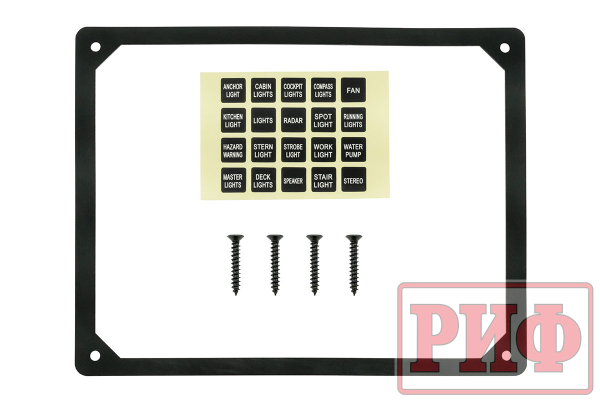 картинка Панель монтажная для 6 переключателей с индикацией, с вольтметром, с розеткой USB 4,2А 12В