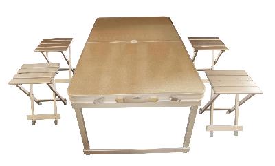 картинка Стол складной СТОКРАТ алюминиевый (1.2m x 0.7m x 07m) в комплекте с четырьмя табуретами (отдельными)