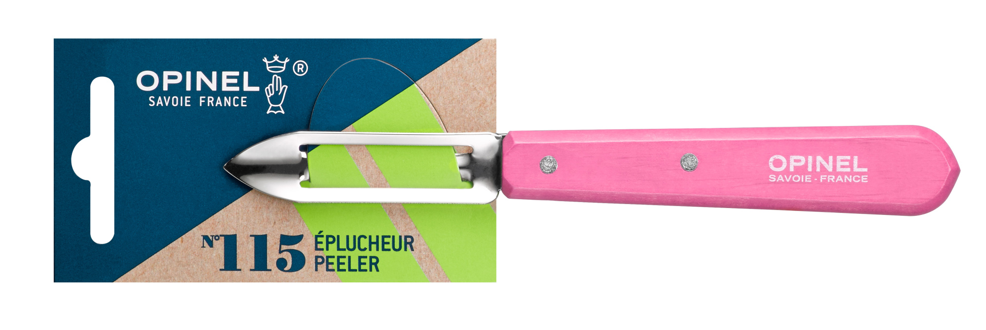 картинка Нож для чистки овощей Opinel №115, деревянная рукоять, блистер, нержавеющая сталь, розовый 002038