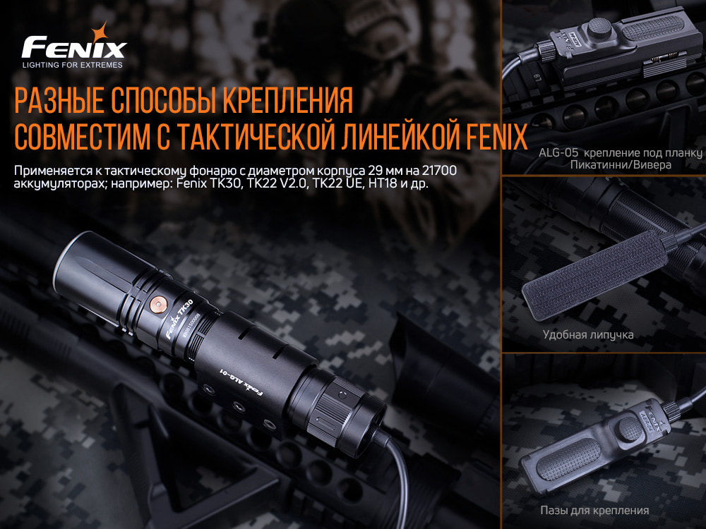 картинка Выносная тактическая кнопка Fenix AER-04 для след фонарей HT18/ TK22 UE/ TK30/ TK22 V2.0