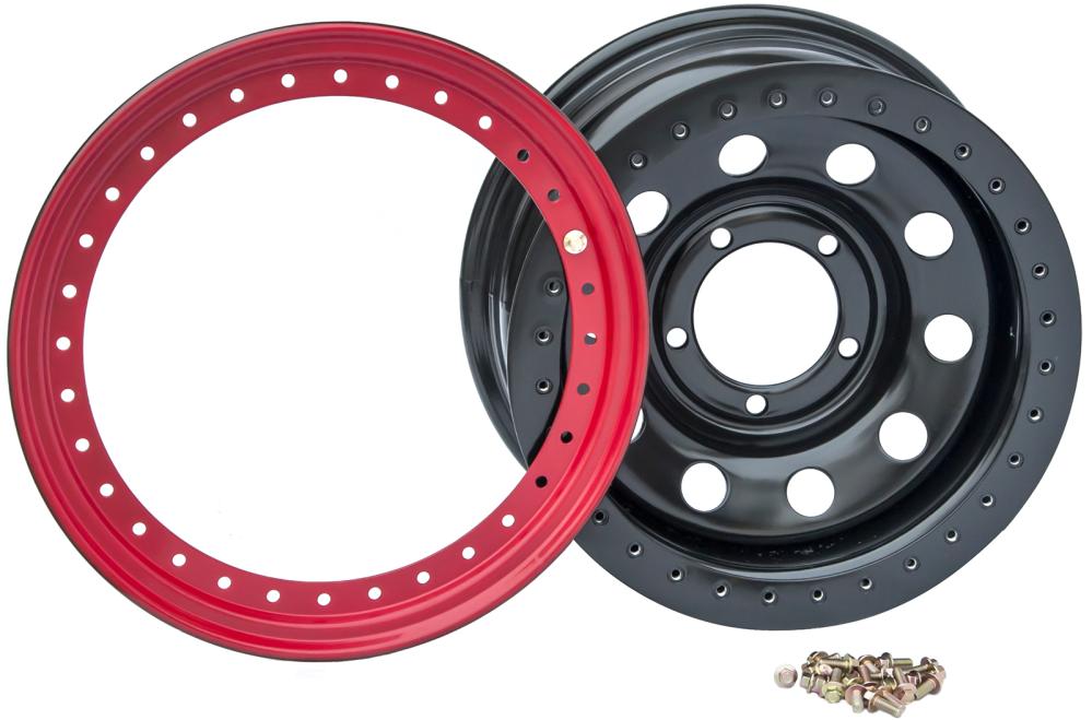 картинка Диск OFF-ROAD Wheels УАЗ стальной черный 5x139.7 10x15 ET-44 d110 с бедлоком (красный)